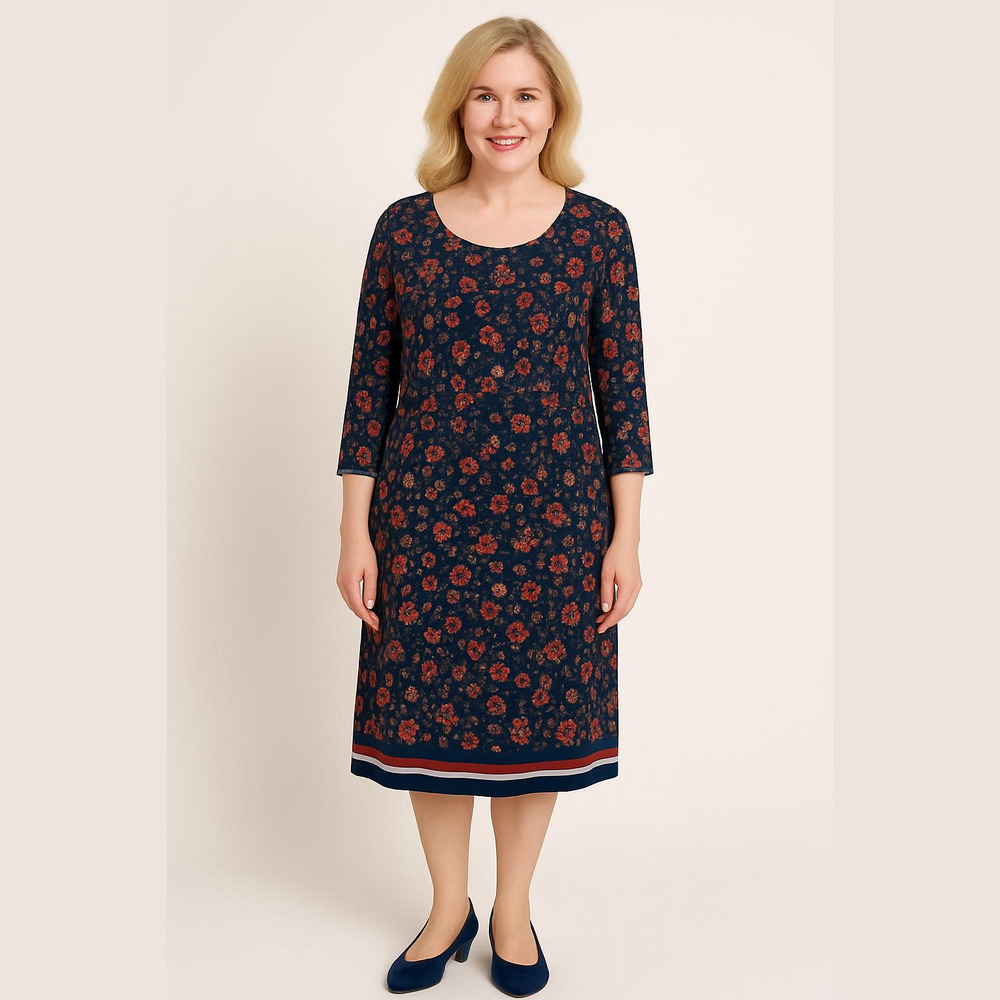 Harlow & Rose Floral Navy Shift Dress Sz 2X